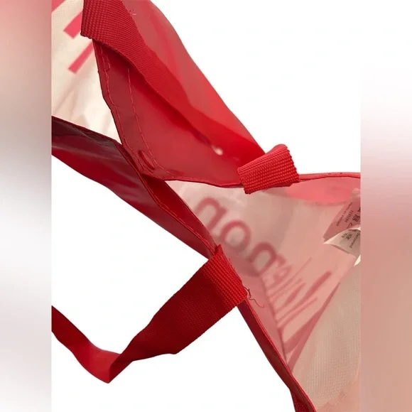 Lululemon Athletica Large Reuseable Red/White Tote Bag with snap - Picture 3 of 8